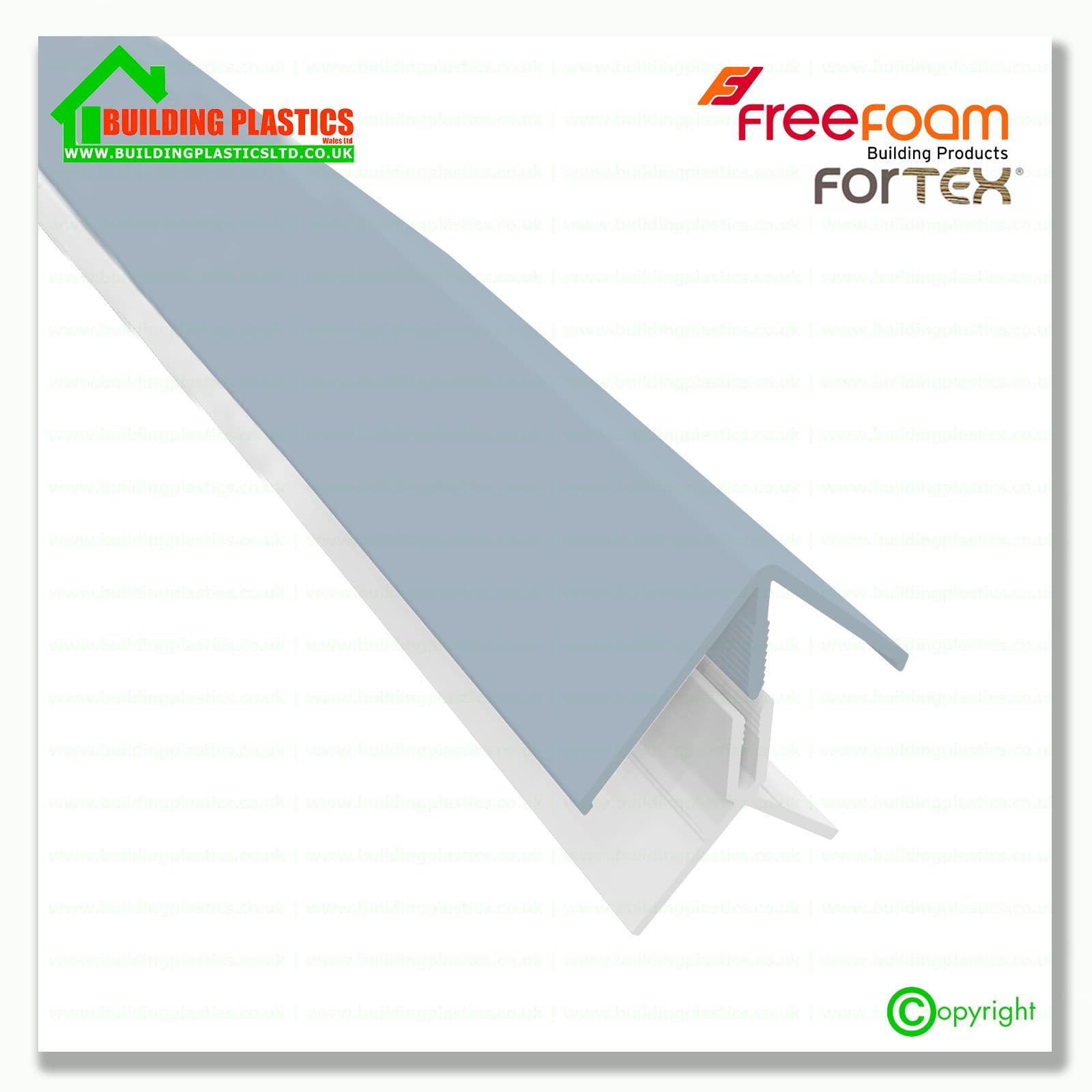 Fortex Two Part External Corner 3m | Pale Blue | Building Plastics Tele ...