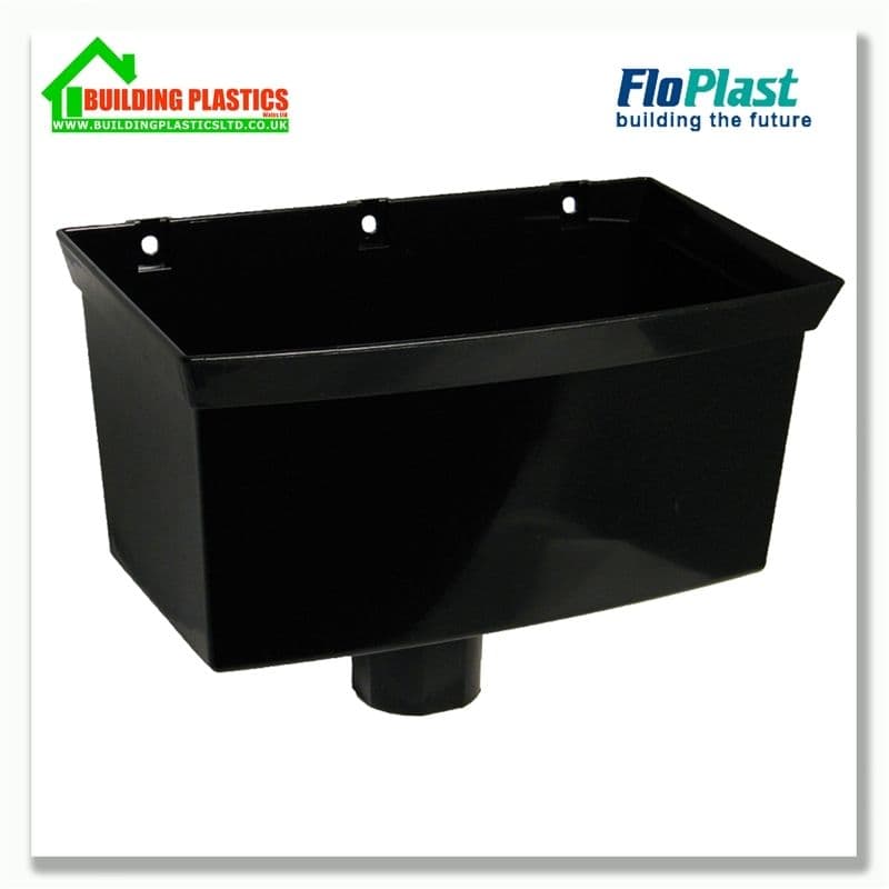 Outside Gutter Hopper Metal Rainwater FLOPLAST 68mm Round Universal Gutter Hopper - Black ...