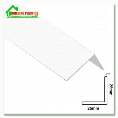 PVC Rigid Angle 25mm x 25mm x 2.5M White x 2 Lengths