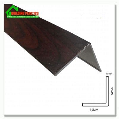 PVC Rigid Angle 30mm x 30mm x 2.5M Rosewood x 2 Lengths