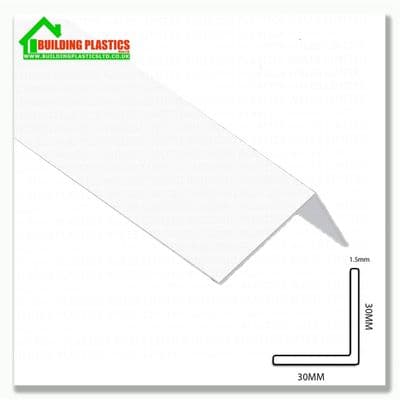 PVC Rigid Angle 30mm x 30mm x 2.5M White x 2 Lengths