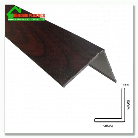 PVC Rigid Angle 50mm x 50mm x 2.5M Rosewood x 2 Lengths | Building Plastics Tele 0333 050 0585
