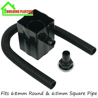 Rainwater Diverter for 68mm Round or 65mm Square Pipe Black