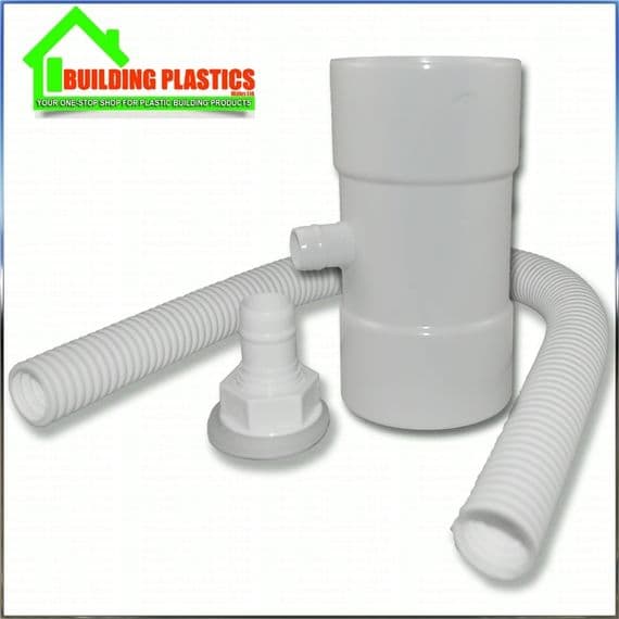Rainwater Diverter for 80mm Downpipe White | Building Plastics Tele 0333 050 0585