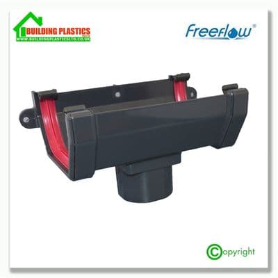 Running Outlet 114mm Square Line Gutter Anthracite Grey Freeflow