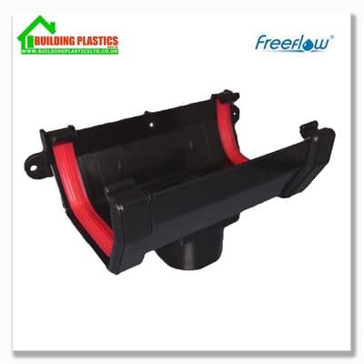 Running Outlet 114mm Square Line Gutter Black