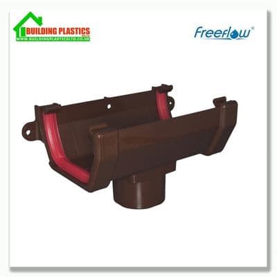 Running Outlet 114mm Square Line Gutter Brown Freeflow
