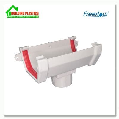 Running Outlet 114mm Square Line Gutter White