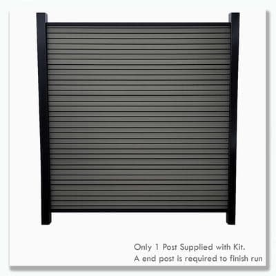 Slatted SG Charcoal Composite Fence Kit 6ft  - (Aluminium Post)