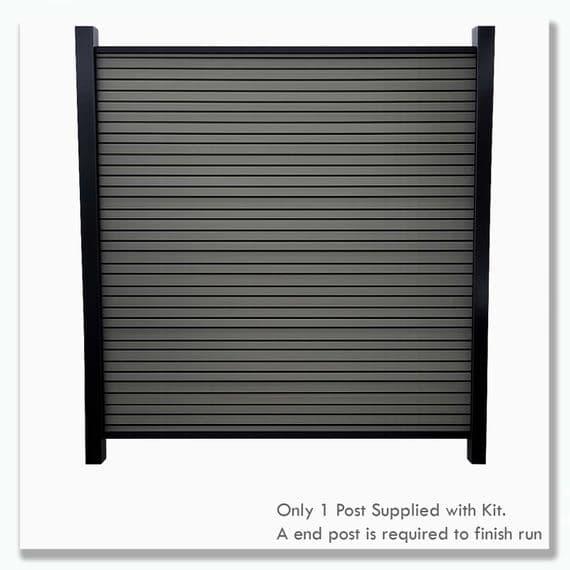 Slatted Charcoal Composite Fence with Aluminium Post | Evolved SG System