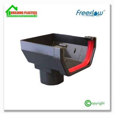 Stopend Outlet 114mm Square Line Gutter Anthracite Grey