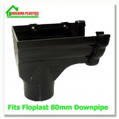 Stopend Outlet Left hand Niagara Ogee Black for 80mm pipe