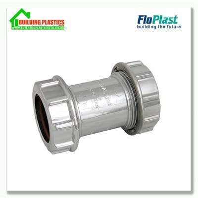 Straight Coupling 40mm Compression Waste Chrome Effect