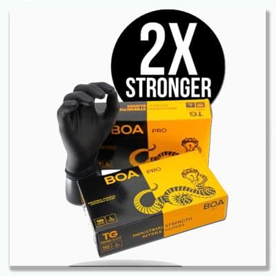 Tough Glove BOA Pro Black Nitrile Gloves  Disposable Glove | Box 100