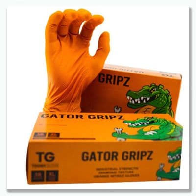 Tough Glove Gator Gripz  Heavy-Duty Orange Diamond Grip Nitrile Gloves