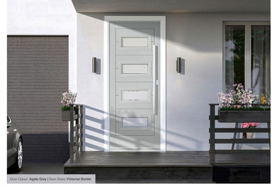 Designer composite door on a modern home