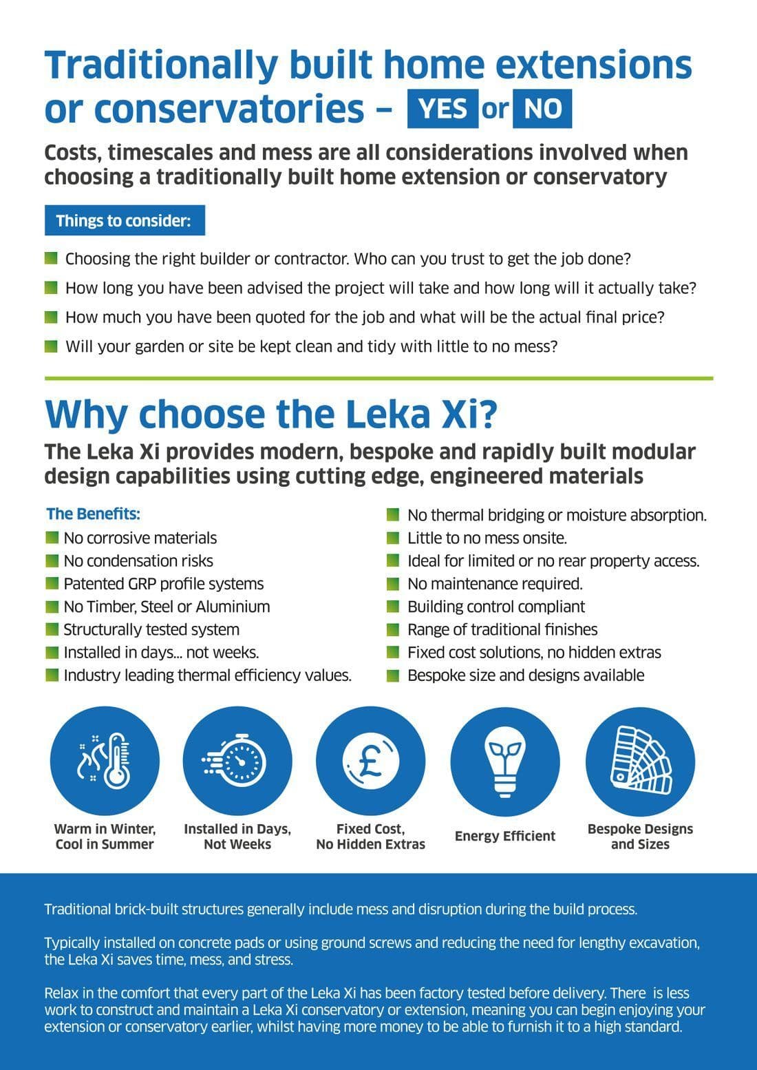 LEKA Xi benefits including installed in days, fixed cost and energy efficiency