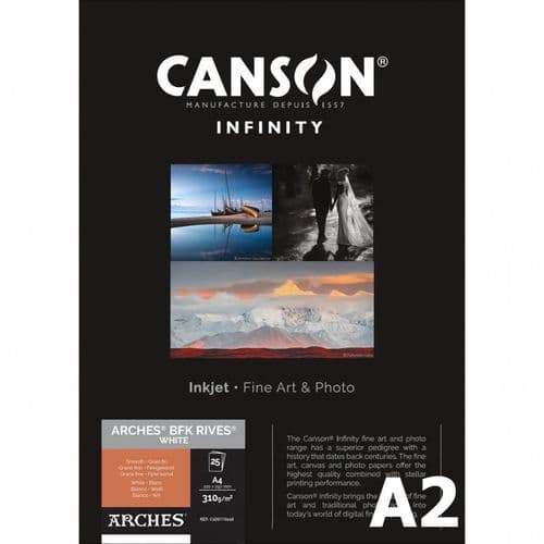 A2 Canson Infinity ARCHES BFK Rives White 310gsm | A2 x 25 Sheets | 310GSM | C400110672