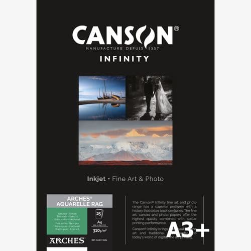 Canson Arches Aquarelle Rag 310gsm | A3+ x Sheets | 310GSM | C400110657