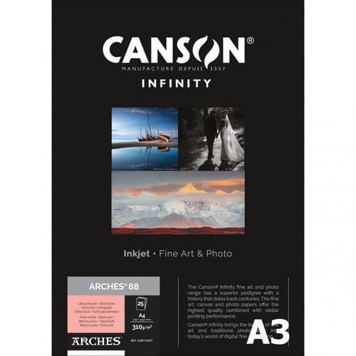 Canson Infinity Arches 88  | A3 x 25 Sheets | 310GSM | C400110699