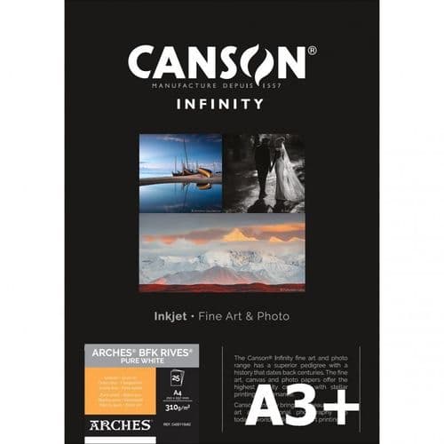 Canson Infinity ARCHES BFK Rives Pure White 310gsm | A3+ x 25 Sheets | 310GSM | C400110685