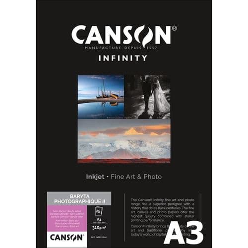 Canson Infinity Baryta Photographique II 310gsm | A3 x 25 Sheets | - Satin | C400110550