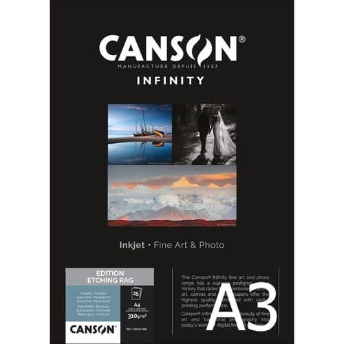 Canson Infinity Edition Etching Rag 310gsm | A3 x 25 Sheets | Matte | C206211007