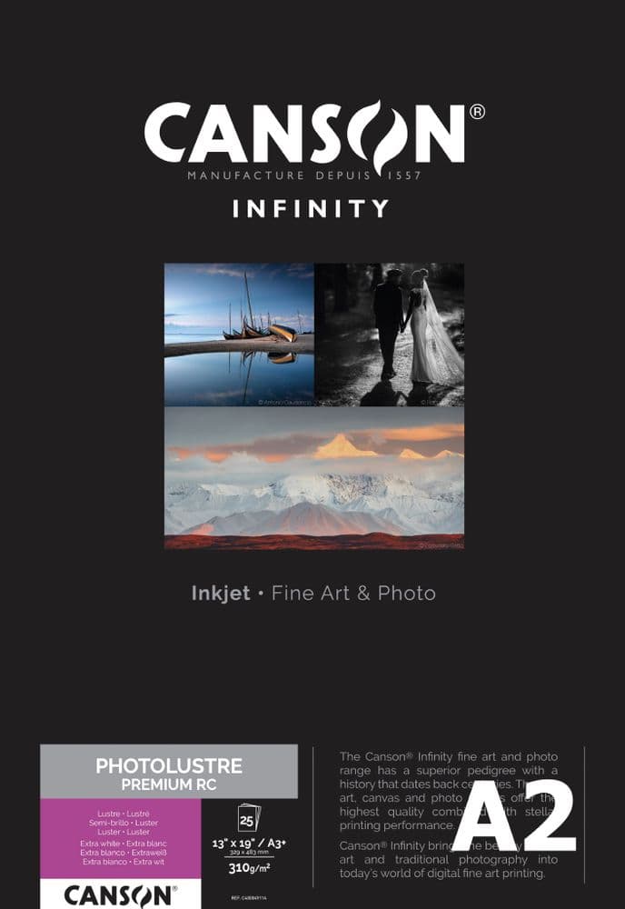 Canson Infinity Photo Lustre Premium RC 310gsm | A2 x 25 Sheets | Lustre | C400049115