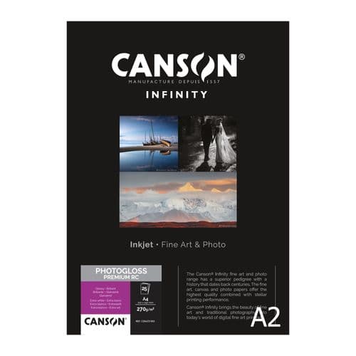 Canson Infinity PhotoGloss Premium RC 270gsm | A2 x 25 Sheets | Gloss | C200001661