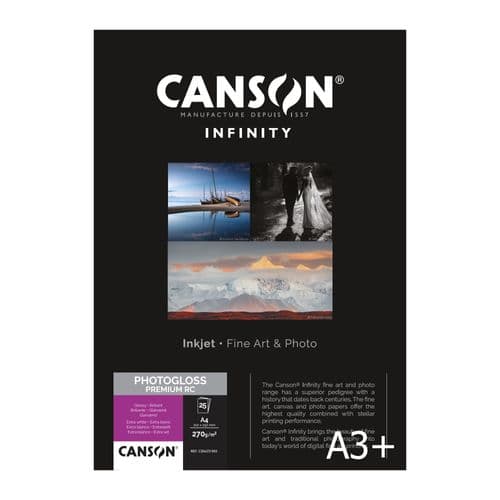 Canson Infinity PhotoGloss Premium RC 270gsm | A3+ x 25 Sheets | Gloss | C206231005
