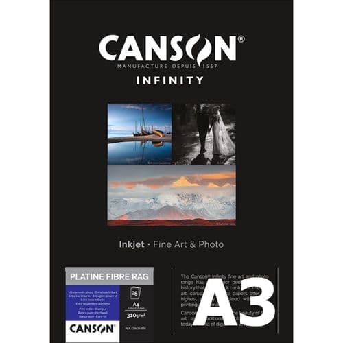 Canson Infinity Platine Fibre Rag | A3 X 25 Sheets | Satin | C206211037
