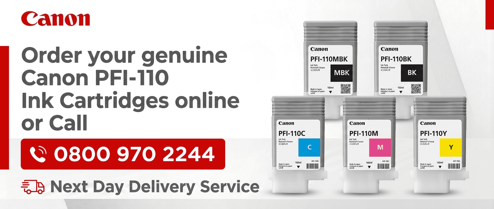 Genuine Canon PFI-110, PFI-111M and PFI-113MBK 160ml LUCIA TD ink tanks for Canon imagePROGRAF TX-2000 to TX-4310 printers