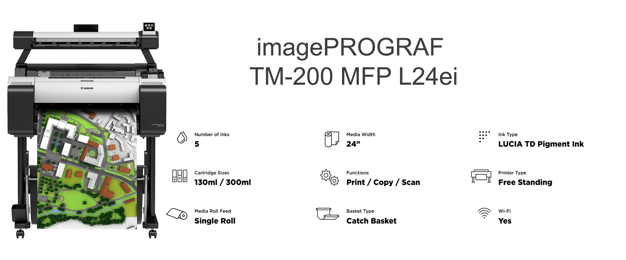 Tm200 Canon imagePROGRAF TM-200 MFP L24ei | A1 Print/ Copy Scan Plotter