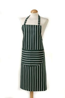 British Textiles Butchers Stripe Apron Green