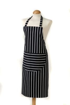 British Textiles Butchers Stripe Apron Navy