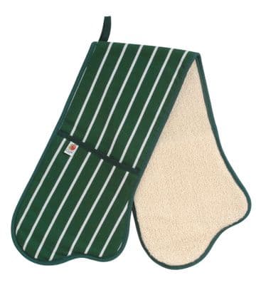 British Textiles Butchers Stripe Double Oven Gloves Green