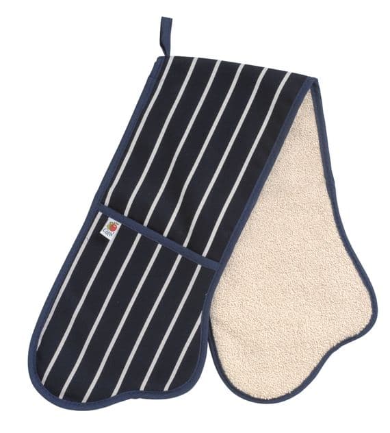 British Textiles Butchers Stripe Double Oven Gloves Navy