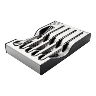 Global 8 Pce Steak Knife & Fork Set with Storage Dock