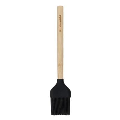 KitchenAid Bamboo Basting Brush with Silicone Head, Black, 29 cm, Carded