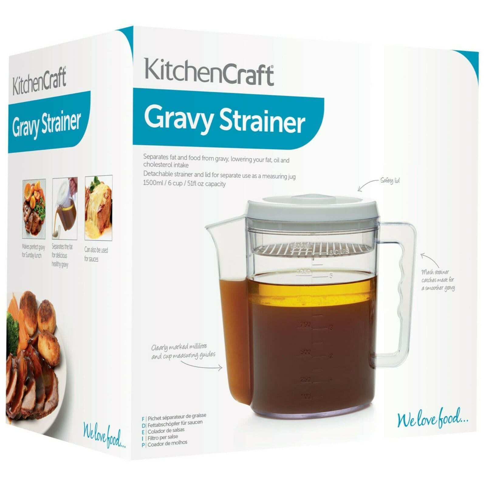 KitchenCraft 1 5 Litre Gravy / Fat Separator and Measuring Jug