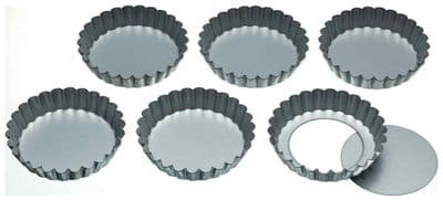 KitchenCraft Set of Six 10cm Loose Base Tart Tins