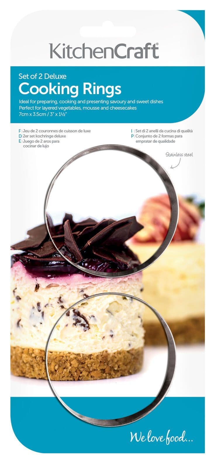 KitchenCraft Set of Two Deluxe Stainless Steel Cooking Rings 7cm x 3 5cm
