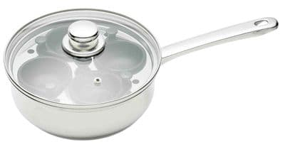 KitchenCraft Stainless Steel 22cm Four Hole Egg Poacher