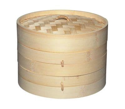 KitchenCraft World of Flavours Oriental Two Tier Bamboo Steamer and Lid 20cm