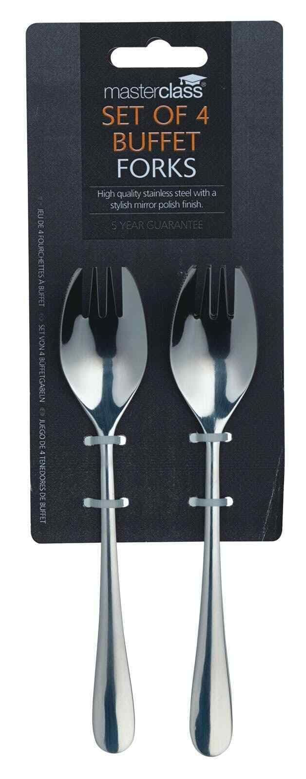 MasterClass Set of 4 Stainless Steel Buffet Forks