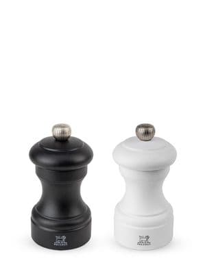 Peugeot Bistro Duo Pepper Mill & Salt Mill 10cm, Black Matt & White Matt