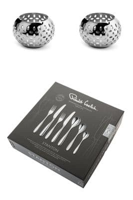 Robert Welch Stanton Bright 42pc Cutlery Set with 2 Free Sesame Tealight Holders Small