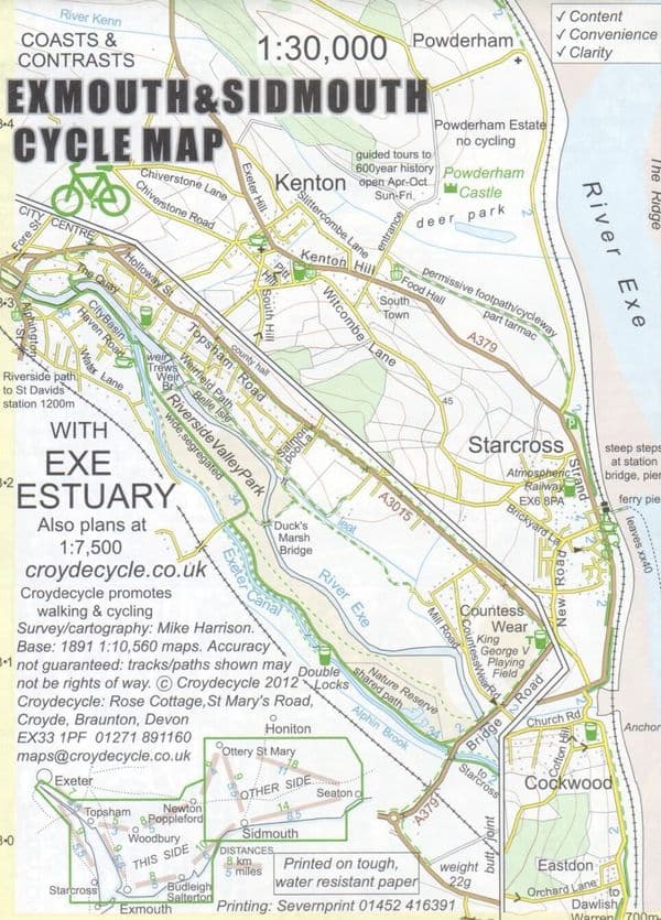 Exmouth & Sidmouth Cycle map