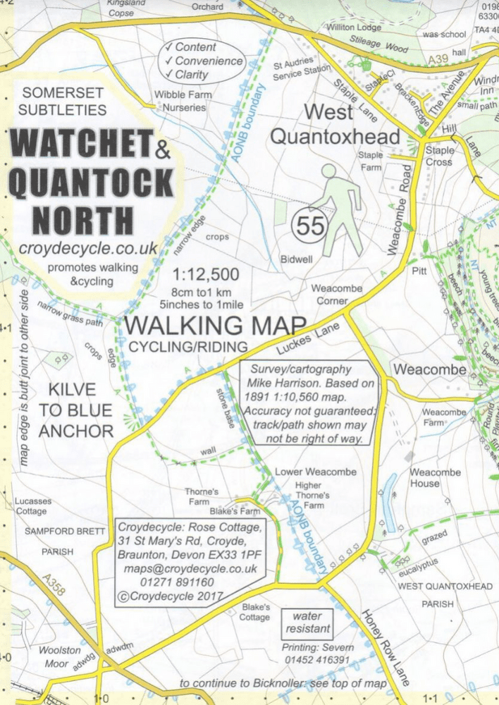 Map Reading Quantocks Watchet & Quantock North Map