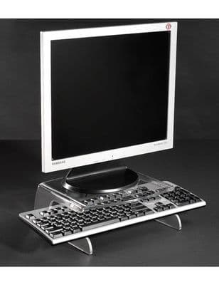 Perspex Monitor Stand with Keyboard Holder